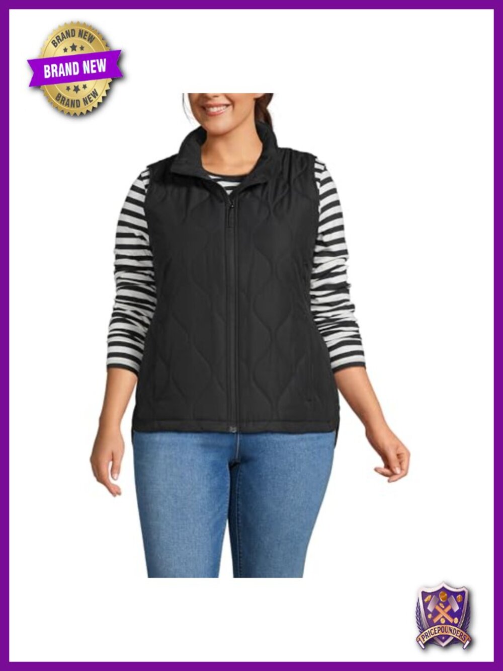 Quilted Puffer Vest Water-Resistant Recycled Polyester Sleeveless